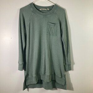 Womens Soft‎ Surroundings Green Autumn Waffle Top Knit Thermal Green S